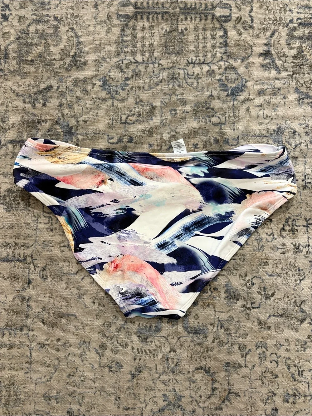 Athleta Abstract Brushstroke Bikini Set in Navy, White - small top - med bottom